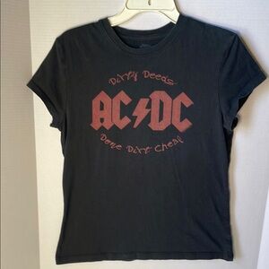 Rockware  AC /DC Black Graphic T-Shirt " Dirty Deeds " Size XL ( Running Small)